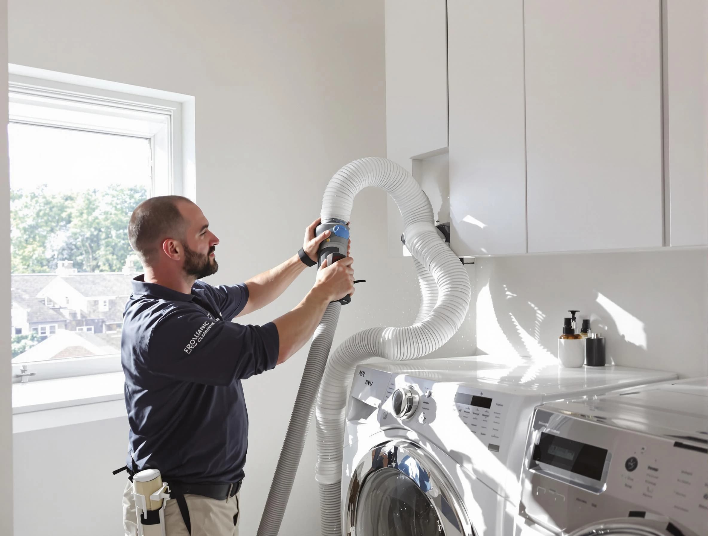 Certified Shelbyville Dryer Vent Cleaning technician performing dryer vent cleaning in Shelbyville