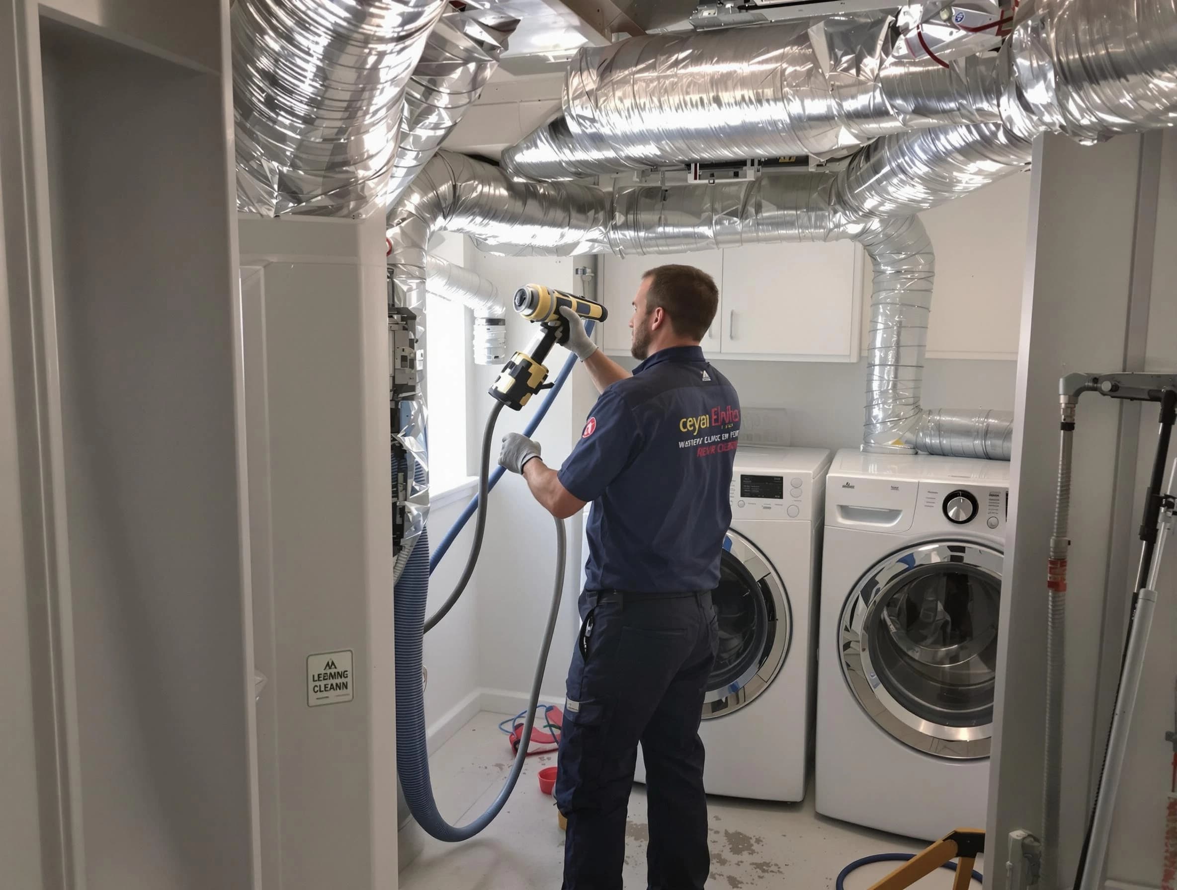 Shelbyville Dryer Vent Cleaning specialist using advanced equipment for thorough duct cleaning in Shelbyville