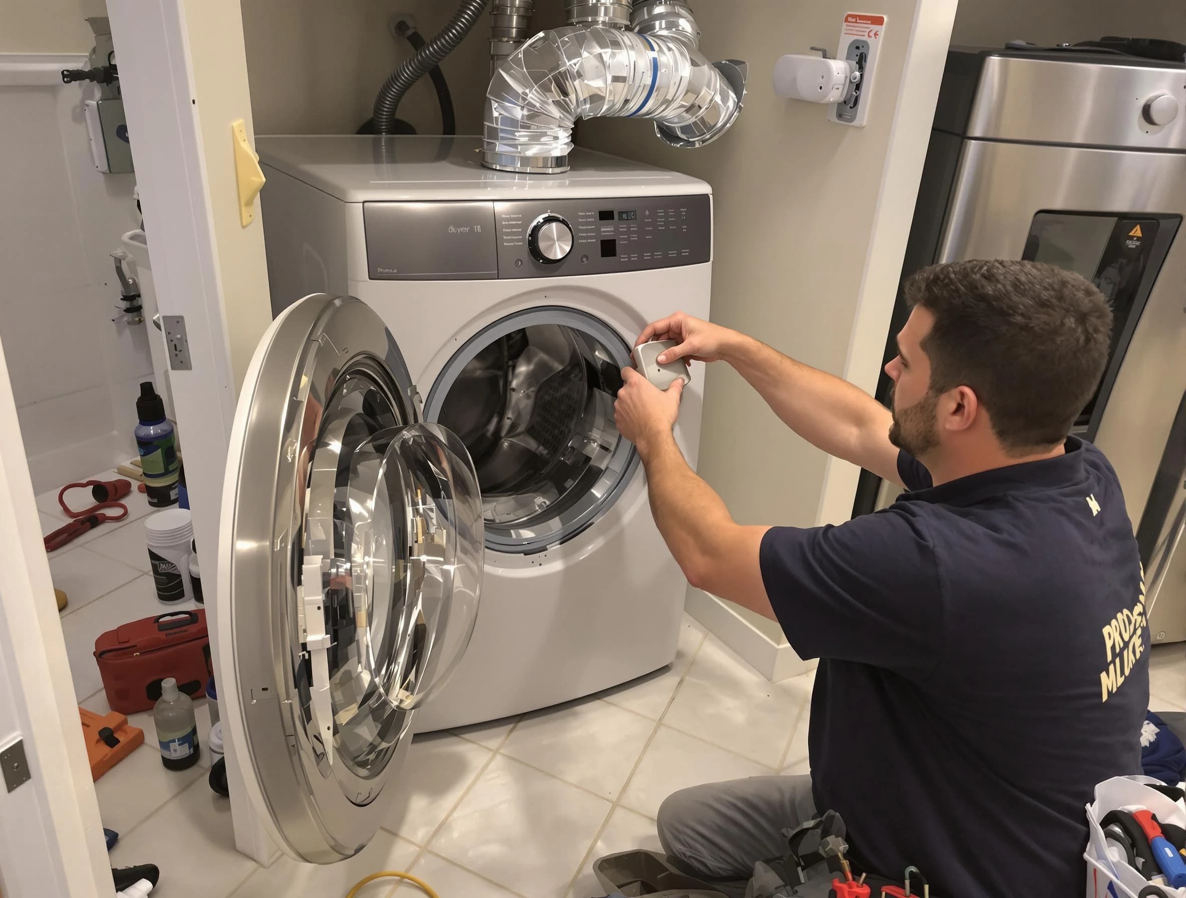 Shelbyville Dryer Vent Cleaning technician performing precise dryer vent hose installation in Shelbyville