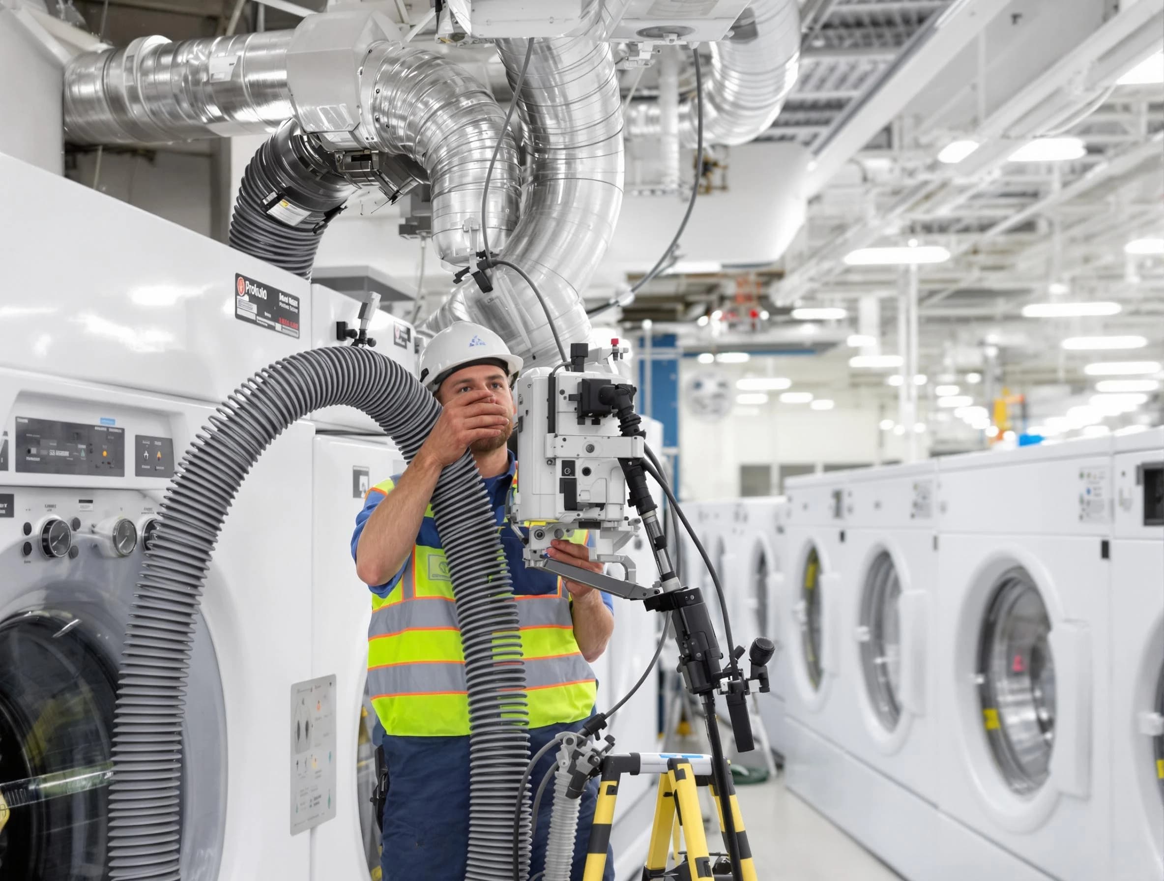 Shelbyville Dryer Vent Cleaning team performing commercial-grade dryer vent cleaning at a business facility in Shelbyville