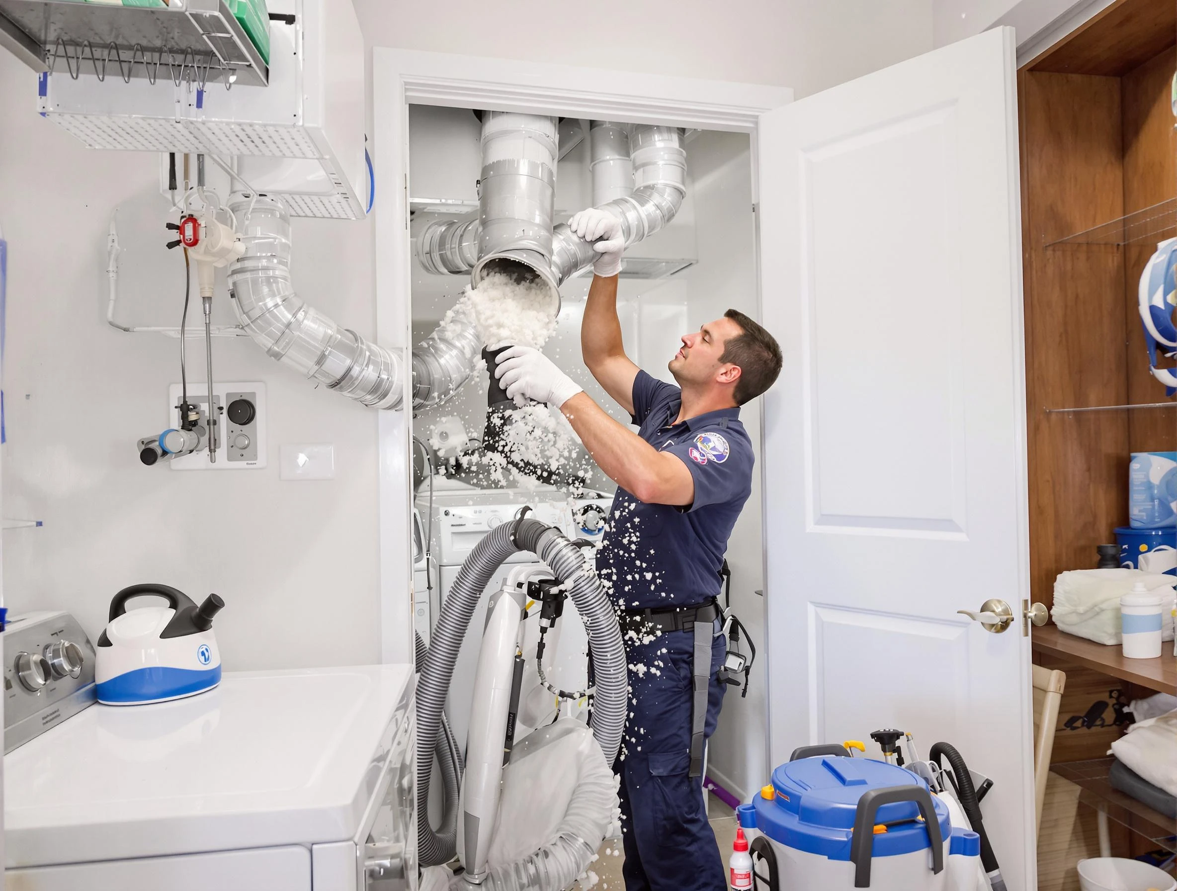 Shelbyville Dryer Vent Cleaning technician delivering thorough residential dryer vent cleaning service in Shelbyville